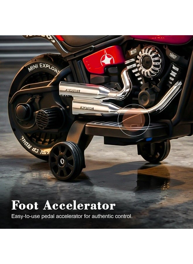 BAYBEE Classic Battery Operated Bike for Kids  | Ride on Kids bike with dazzling light & music | Rechargeable Battery Bike with Foot Accelerator | Electric Bike for Boys Girls 2+ Years Red - Image 5